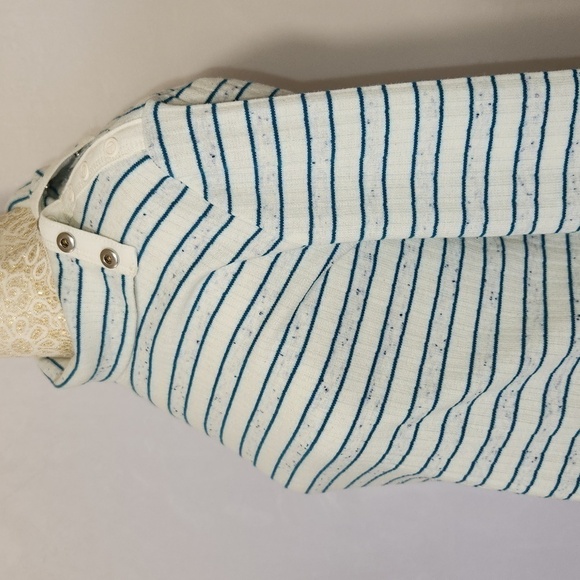 T by Talbots Blue Striped Side Snap Turtleneck Long Sleeve Pull Over Tunic SZ LP - Picture 8 of 16
